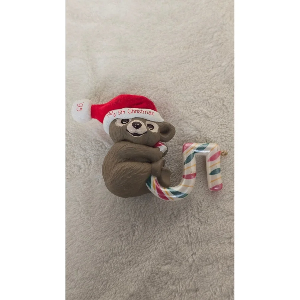 Vintage 1995 Hallmark Keepsake My 5th Christmas Bear Candy Cane Ornament QX5417